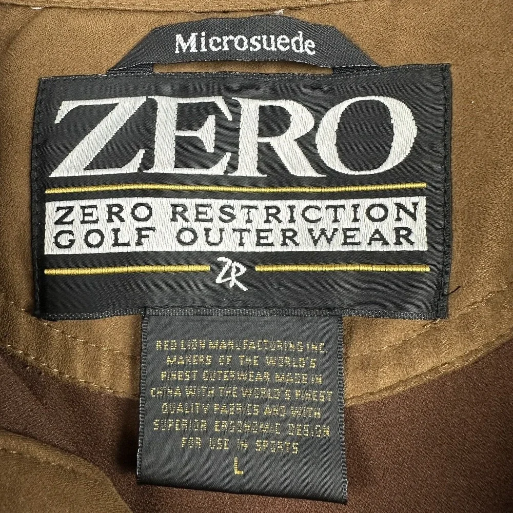 Zero Restriction Golf Outerwear Large Microsuede Brown‎  Mens Jacket Coat